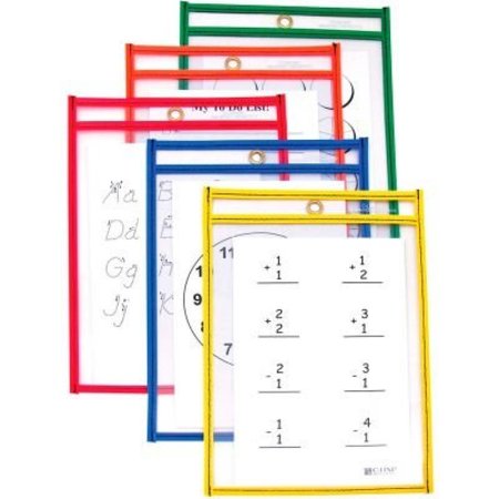 C-LINE PRODUCTS C-Line Products Reusable Dry Erase Pockets, Assorted Primary Colors, 6 x 9, 10/PK 41610